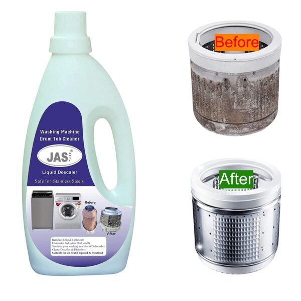 JASDONE ® Liquid Descaler Washing Machine Cleaner 1000ml liquid Front Top Load, 100% Safe for Stainless Steels Compatible for IFB / BOSCH / LG / SAMSUNG, Scale Remover Cleaning of Tub Drum (Descaling Washing Machine Cleaning)